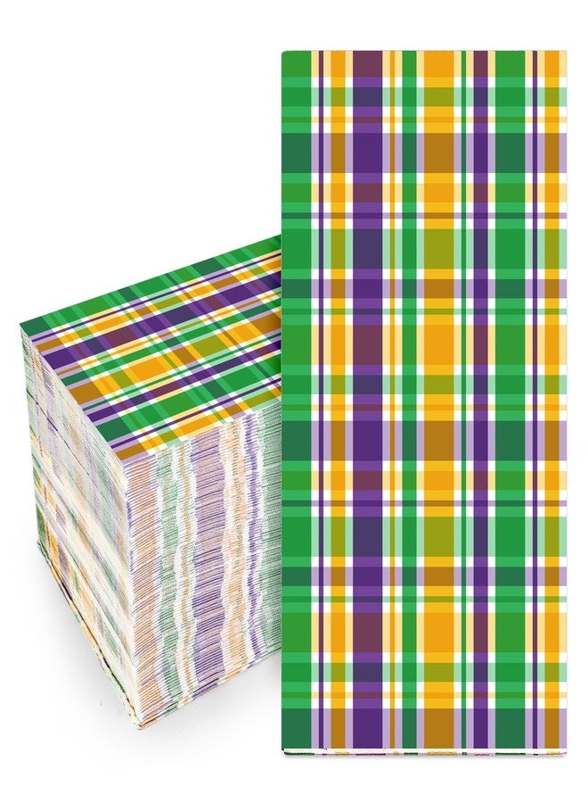 JarThenaAMCS مناديل ضيوف ماردي غرا من جارثينا إيه إم سي إس، 100 ورقة، مناديل ورقية ملونة بنقشة مربعات، للاستخدام مرة واحدة، مناديل ورقية مزخرفة بنقشة مربعات، مناسبة للحمامات ومستلزمات الحفلات وتزيين الطاولات، مقاس 4.3 × 7.8 بوصة - Image 1